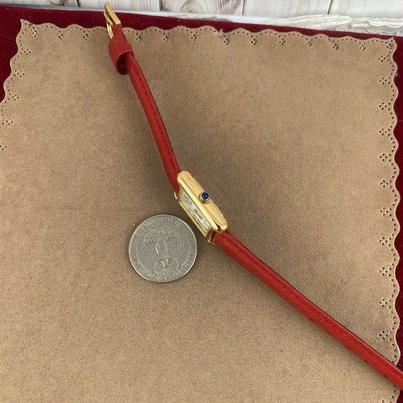 Movado ESQ Ladies Classic Tank Watch with Red Leather Strap - Picture 4 of 14